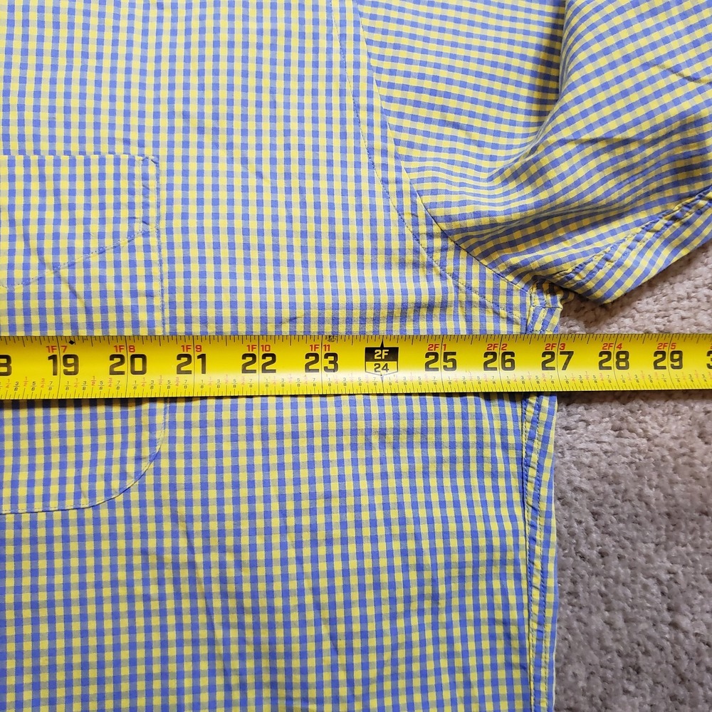 Gitman Bros Shirt Men Large Yellow Blue Micro Check Long Sleeve USA Casual - Picture 8 of 11